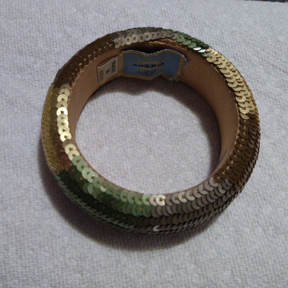 Gold and Green Sequin Bangle